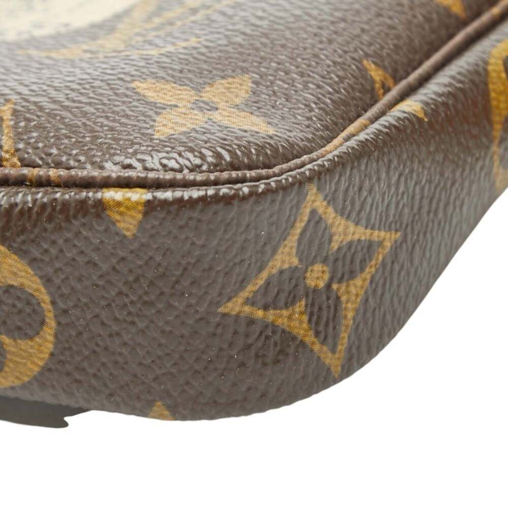 LOUIS VUITTON Authentic Brown Monogram Leather Pochette Pouch - Picture 5 of 8